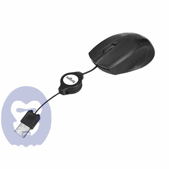 Mini Mouse USB Com Cabo Retrátil Preto Br...