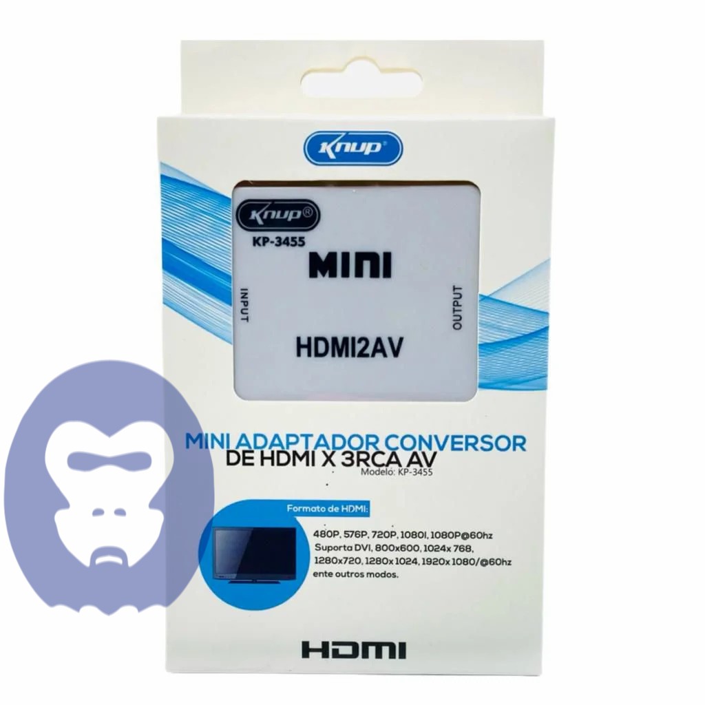 Mini Conversor HDMI x 3RCA AV Knup KP-3455