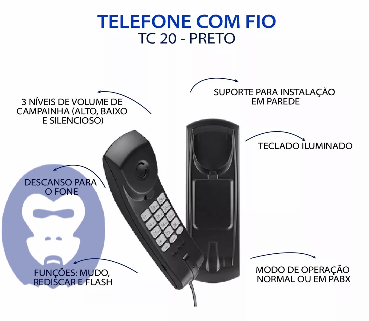 telefone com fio Intelbras TC20