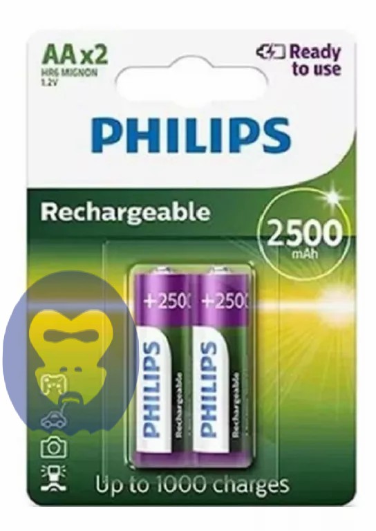 Pilhas Recarregavel Philips 2500mah Aa Or...