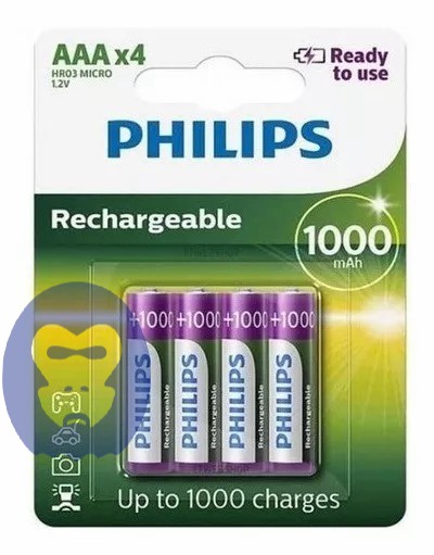 Pilhas Recarregável Palito Philips Aaa 10...