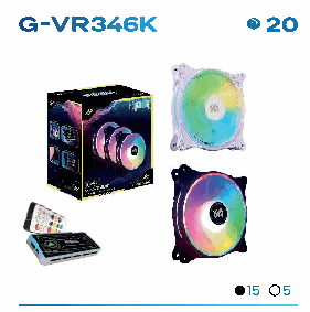 Kit 3 Fans Revenger G-VR346K RGB com Con ...