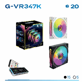 Kit 3 Fans Revenger G-VR347K RGB com Cont...